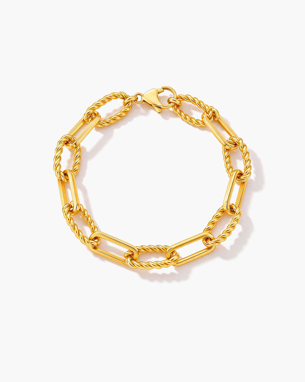 Bold Twisted Paperclip Chain Waterproof Gold Bracelet
