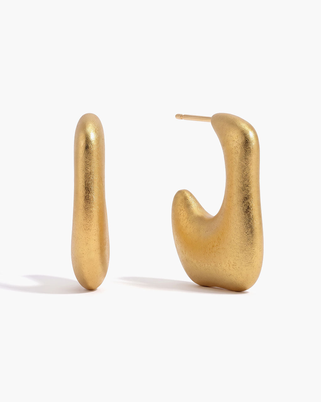 Brushed Square Hoop Statement Waterproof Gold Earrings