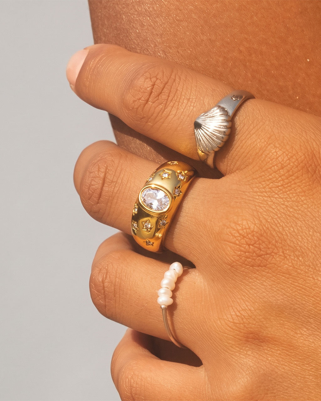 Celestial Star Set Halo Dome Band Waterproof Gold Ring