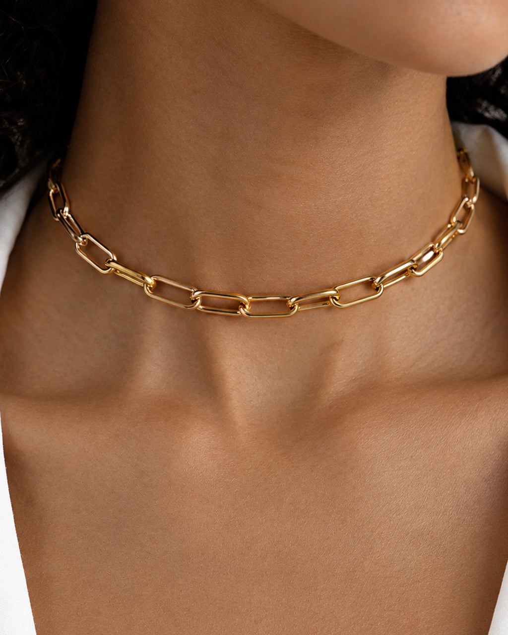 Chunky Paperclip Chain Choker Waterproof Gold Necklace