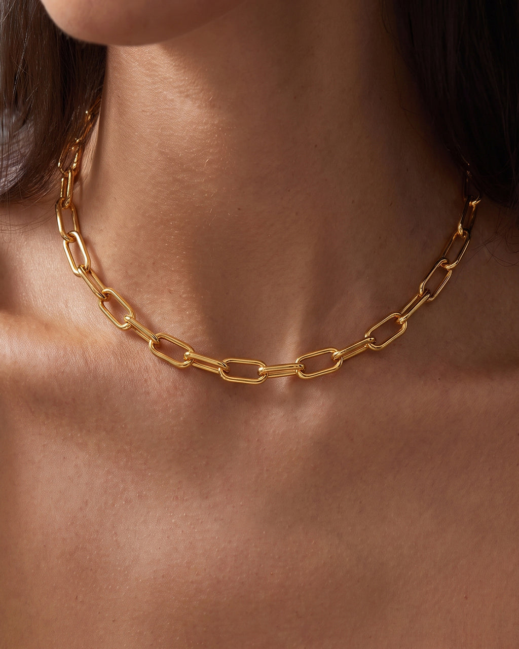 Chunky Paperclip Chain Choker Waterproof Gold Necklace