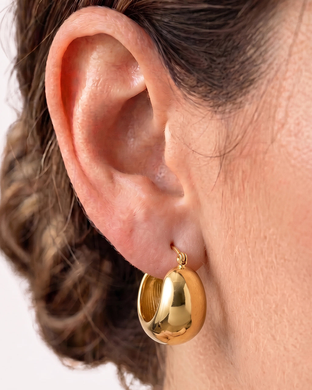 Chunky Rounded Dome Hoop Waterproof Gold Earrings