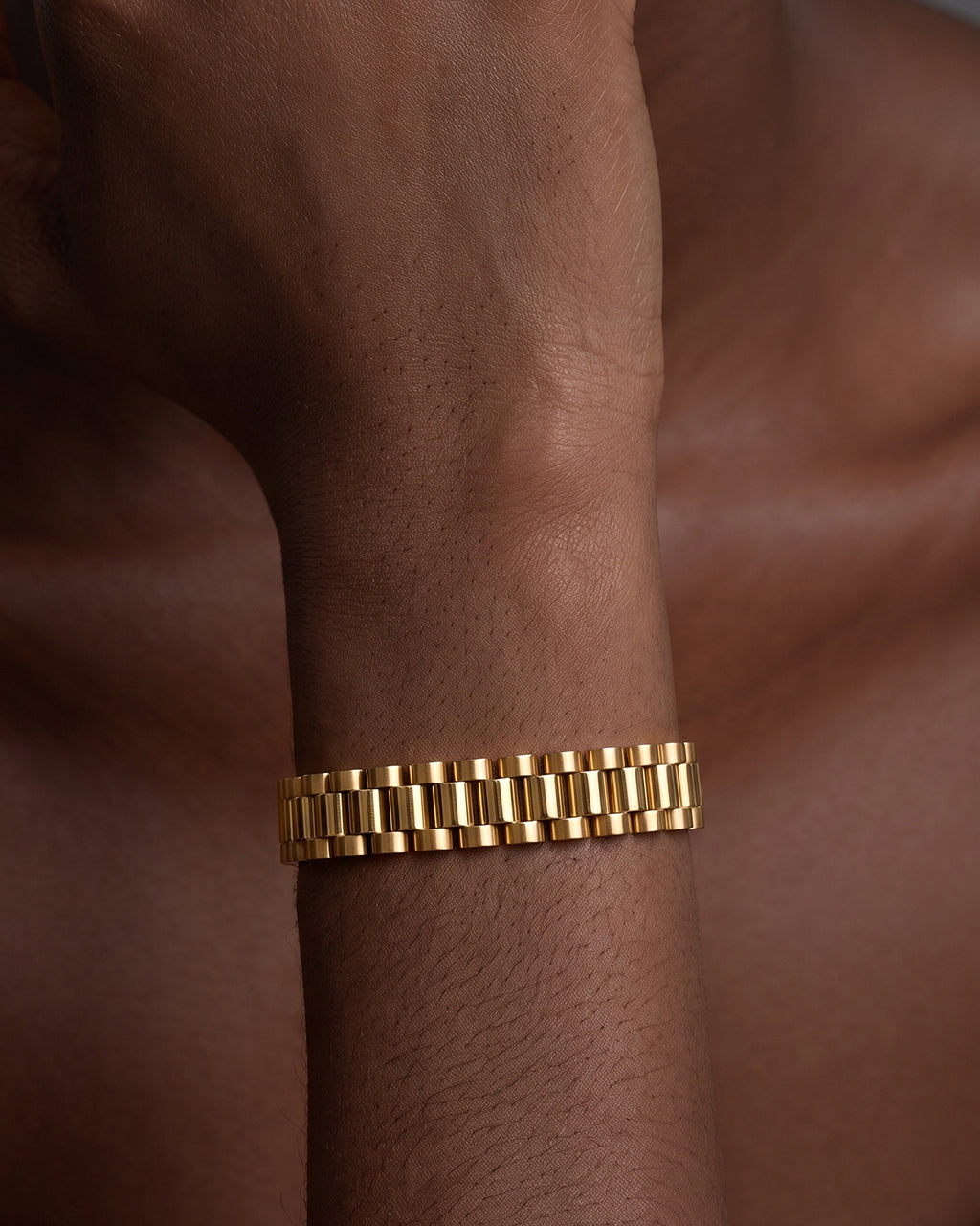 Chunky Watch Band Statement Waterproof Gold Bracelet