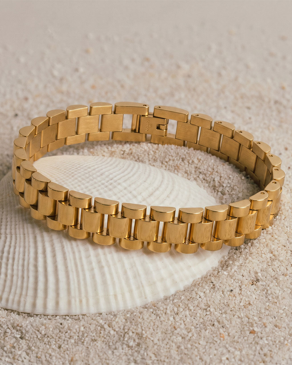 Chunky Watch Band Statement Waterproof Gold Bracelet