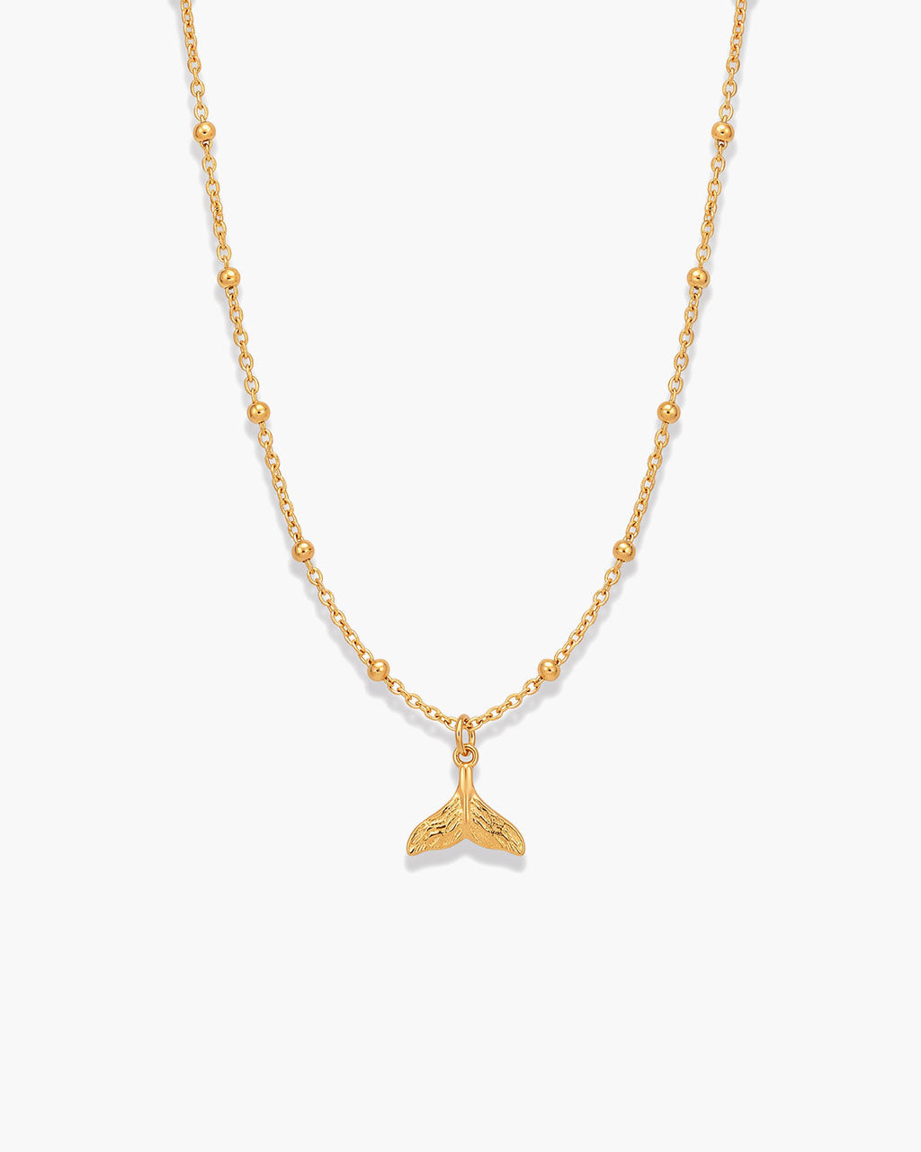 Dainty Whale Tail Pendant Waterproof Gold Necklace