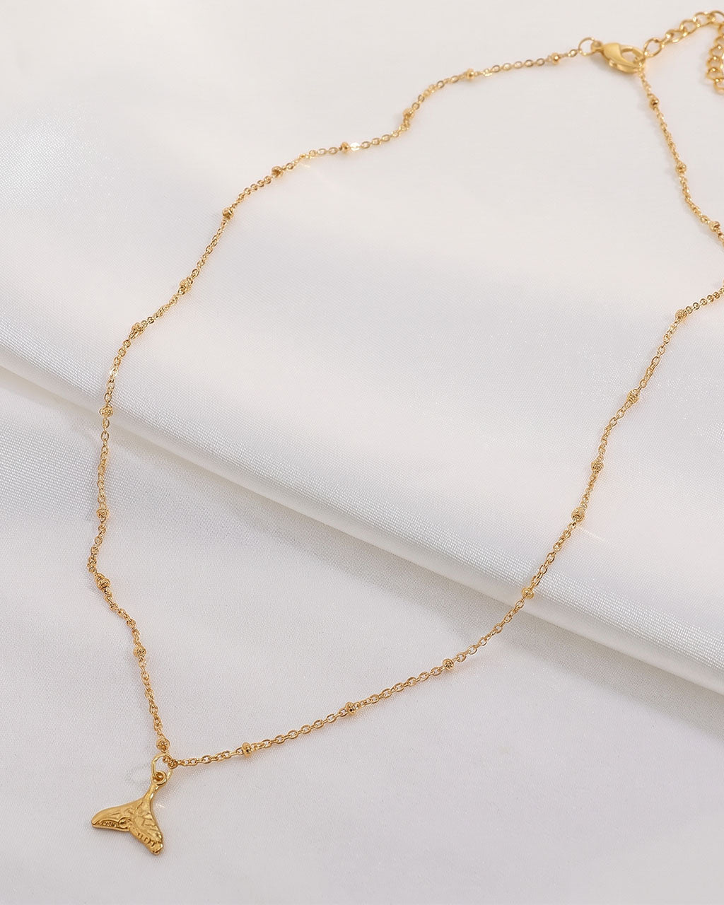 Dainty Whale Tail Pendant Waterproof Gold Necklace