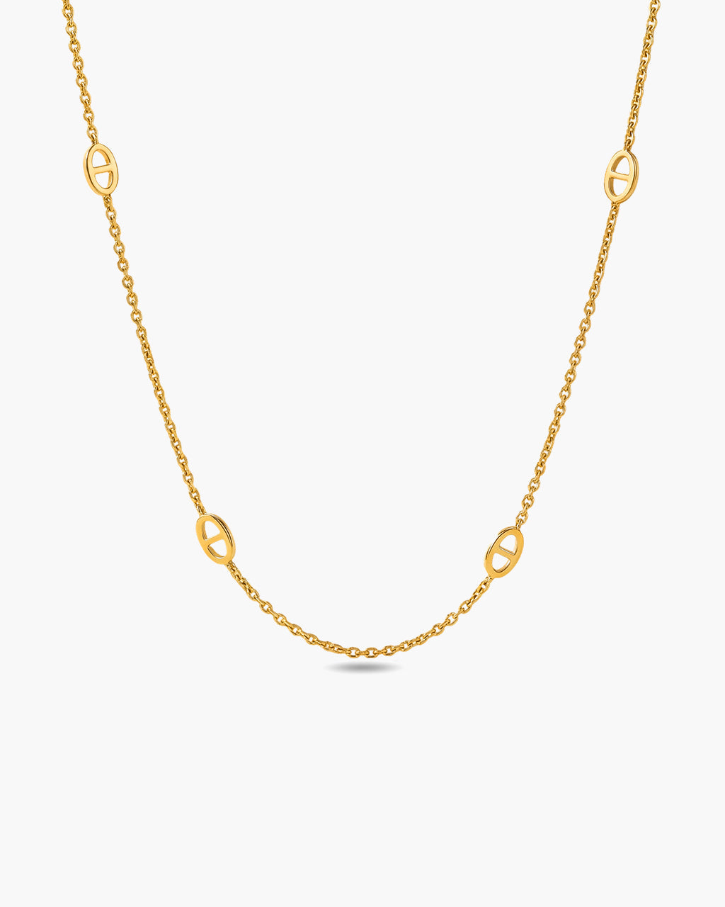 Delicate Mariner Link Station Waterproof Gold Necklace