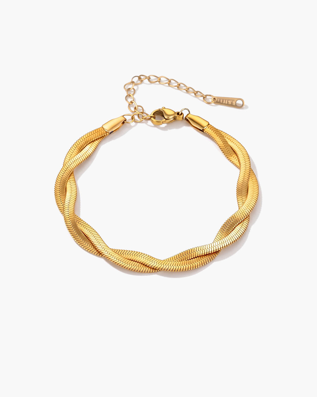 Double Twisted Herringbone Waterproof Gold Bracelet