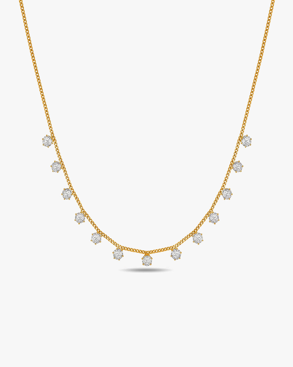 Floating Seven Stone Choker Waterproof Gold Necklace