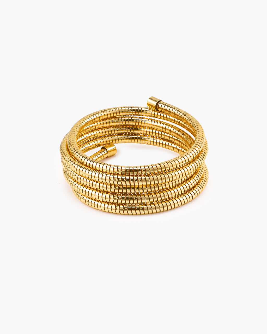 Herringbone Coil Wrap Cuff Waterproof Gold Bracelet