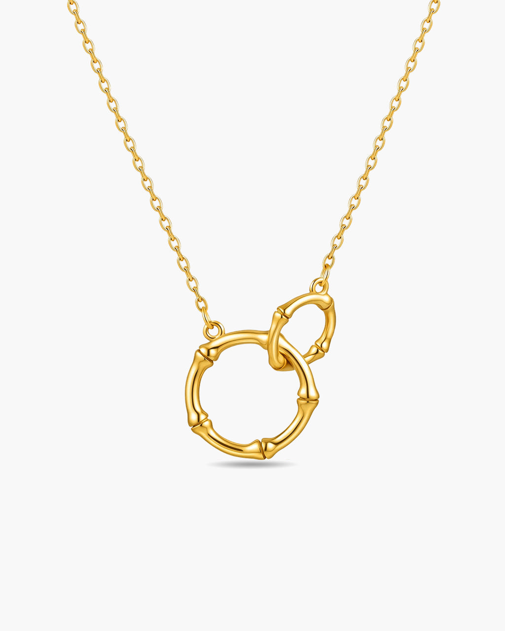 Interlocking Bamboo Circle Waterproof Gold Necklace