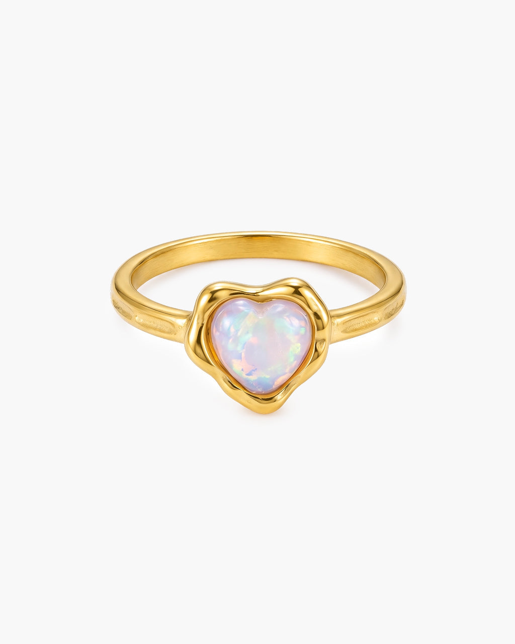 Iridescent Heart Cut Moonstone Waterproof Gold Ring