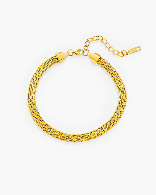 Luxurious Wide Mesh Chain Waterproof Gold Anklet