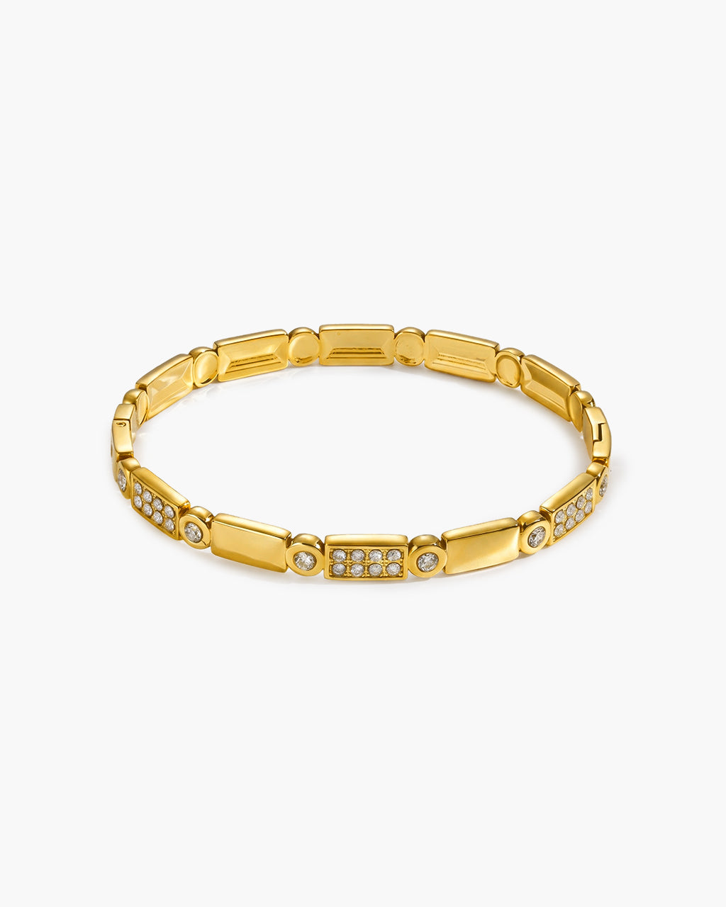 Luxury Simulated Diamond Linked Waterproof Gold Bangle