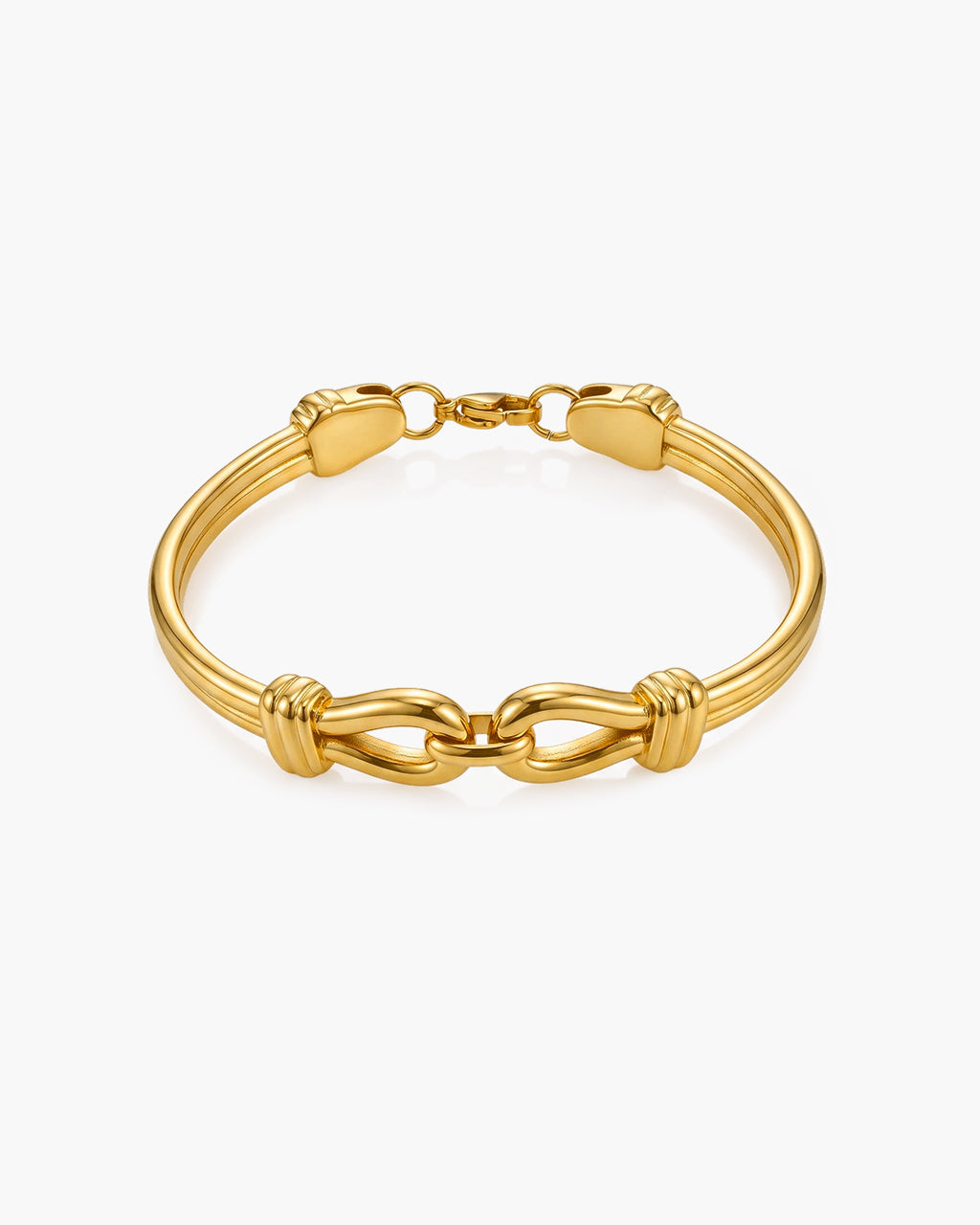 Modern Chunky Knot Double Row Waterproof Gold Bracelet