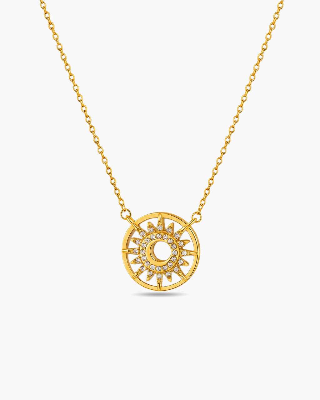 Mother of Pearl Sunburst Waterproof Gold Necklace