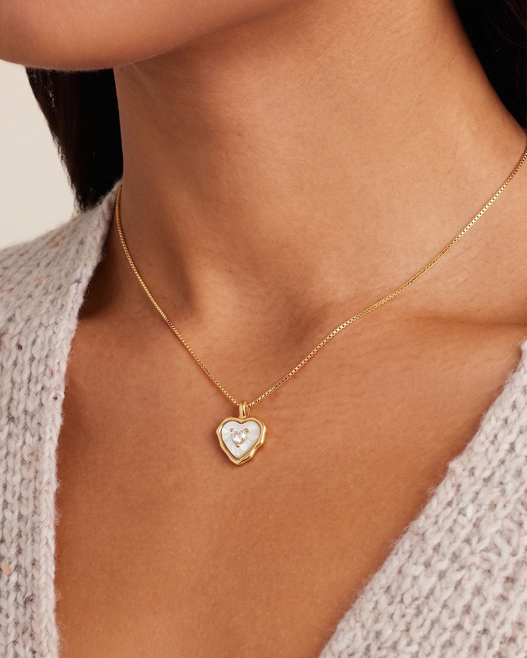 Radiant Stone Mother of Pearl Waterproof Gold Necklace