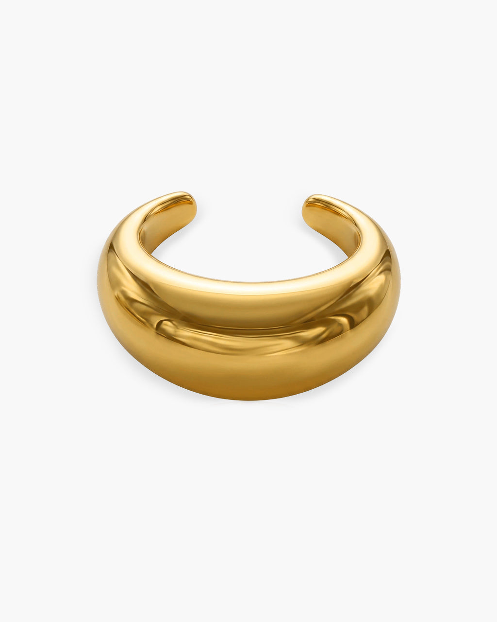 Sculpted Chunky Dome Wide Cuff Waterproof Gold Bangle