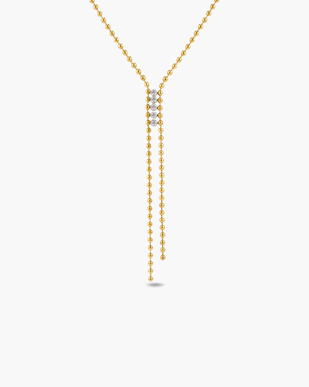 Sparkly Beaded Tassel Y Waterproof Gold Necklace