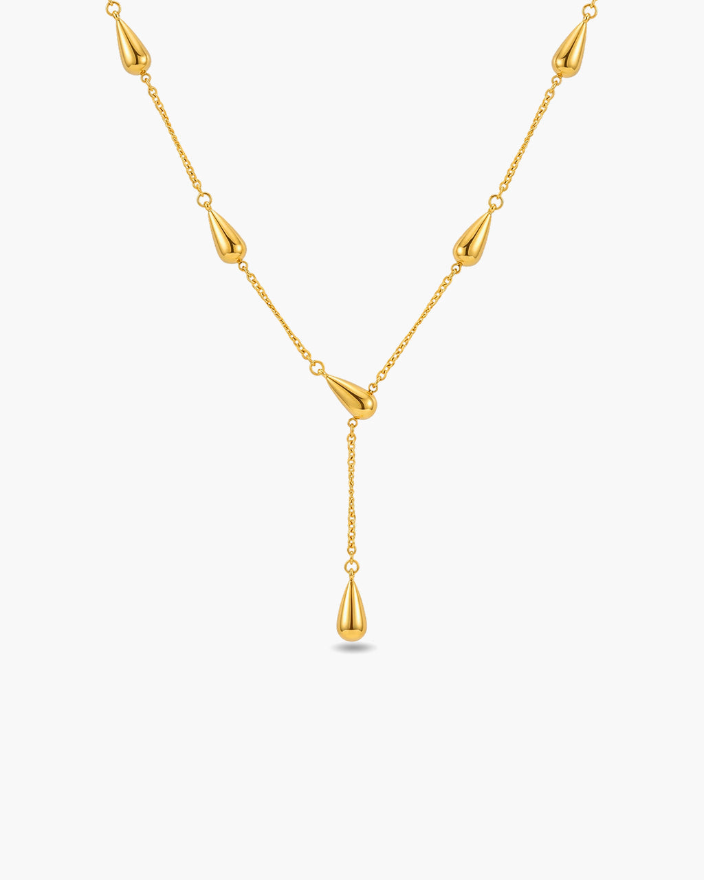 Luxury Teardrop Station Y Waterproof Gold Necklace